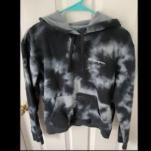 Black Tie-dye Champion Hoodie, Size Small